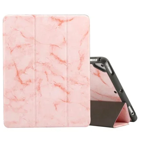 Funda Abatible Horizontal para iPad 9.7 (2018) con Textura Mármol y Soportes Plegables (Rosa)