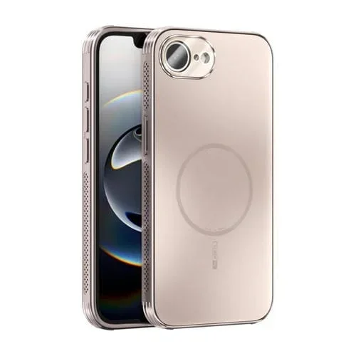 Funda ABEEL MagSafe esmerilada con disipación de calor y película para lente para iPhone 16e (oro rosa)