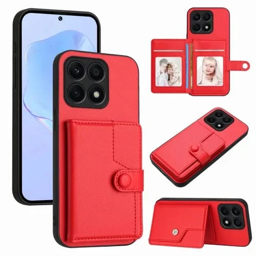 Funda Antirrobo para Honor X8A con Botón y Tarjetero RFID (Roja)