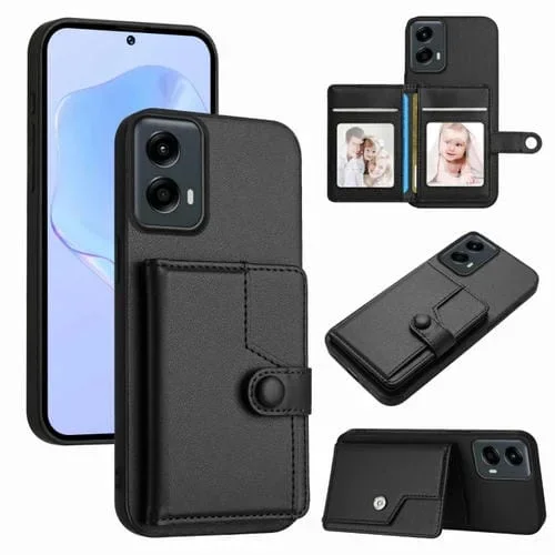 Funda Antirrobo para Motorola Moto G 5G (2024) con Botón y Tarjetero Rfid (Negra)