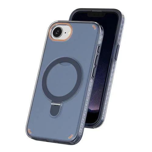 Funda colorida 2 en 1 con soporte de anillo MagSafe para iPhone 16e (azul rey)