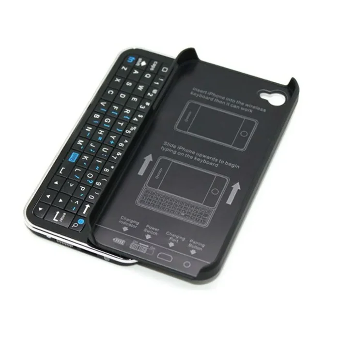 Funda con teclado bluetooth negra para iphone 4 y 4s