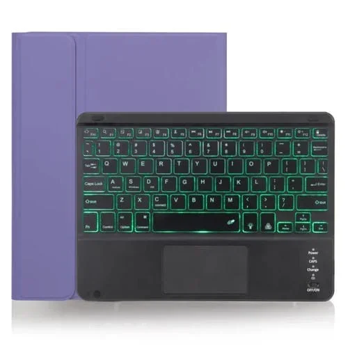 Funda con Teclado Bluetooth X-11Bcs para iPad Pro 11 Pulgadas 2020/2018 con Panel Táctil Ranura para Lápiz Luz de Fondo (Morado Claro)