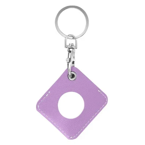Funda Cuadrada Cuero AirTag a Prueba de Golpes Anti-Arañaduras con Llavero (Púrpura)