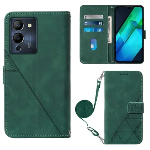 Funda Cuero Crossbody 3D para Infinix Note 12 G96 con Tapa en Relieve (Verde Oscuro)
