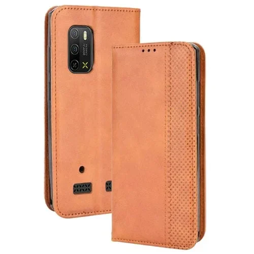 Funda Cuero para Ulefone Armor X10 y X10 Pro con Hebilla Magnética y Textura Retro (Marrón)
