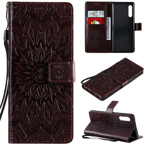 Funda Cuero PU LG G9 con Tapa Horizontal, Soporte, Ranuras para Tarjetas, Billetera y Cordón (Marrón)