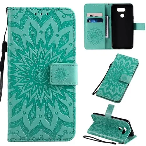 Funda Cuero PU LG K40S con Tapa Horizontal, Soporte, Ranuras y Cordón (Verde)