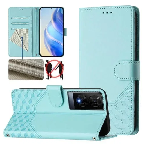Funda Cuero Rfid con Relieve Panal para TCL 50 Xe (Verde Menta)