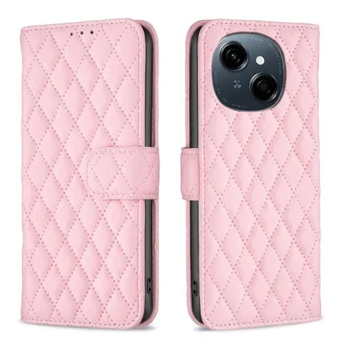 Funda Cuero Tipo Billetera Tecno Spark Go 1 Pop 9 con Tapa y Diseño Celosía (Rosa)