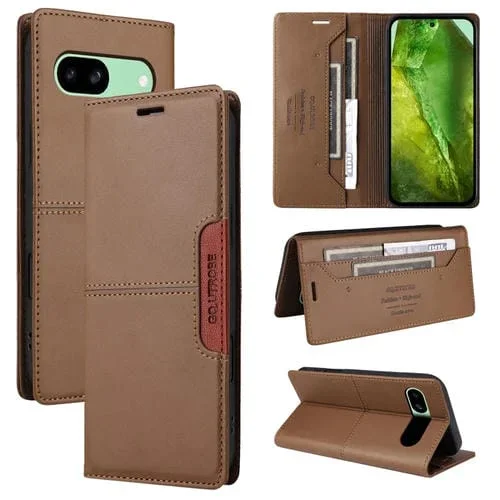 Funda de Cuero Antirrobo Rfid Gqutrobe G01 para Google Pixel 8A (Marrón)