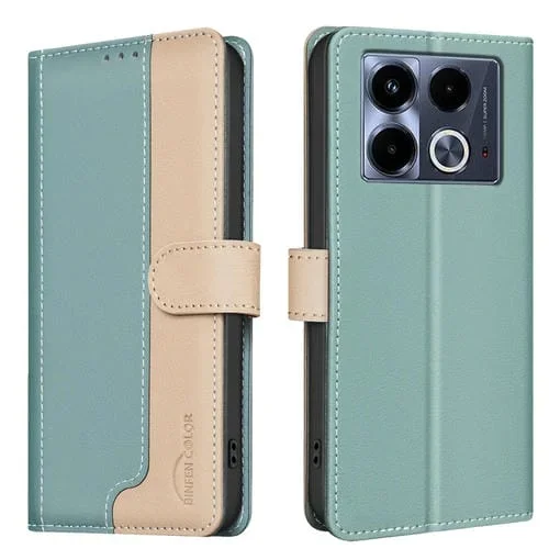 Funda de Cuero Antirrobo Rfid para Infinix Note 40 4G (Verde) a Juego de Colores