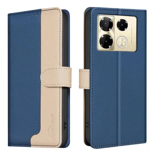 Funda de Cuero Antirrobo RFID para Infinix Note 40 Pro 5G / 4G (Azul)