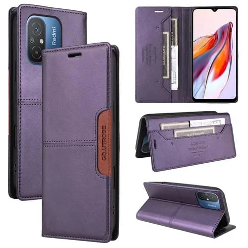 Funda de Cuero Antirrobo Rfid para Redmi 12C Gqutrobe G01 (Morado)