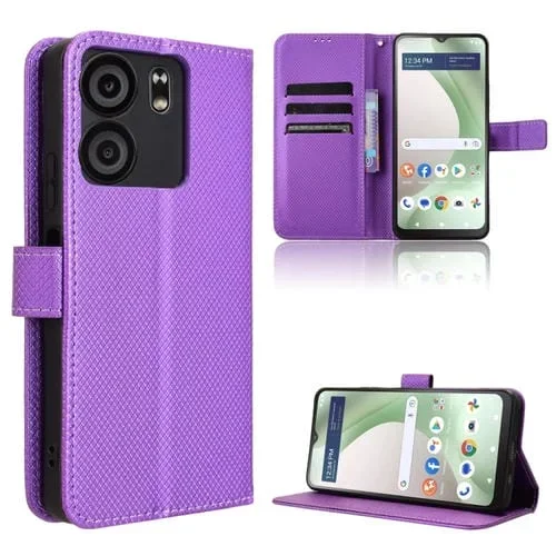 Funda de Cuero Blu View 5 Textura Diamante (Morado)