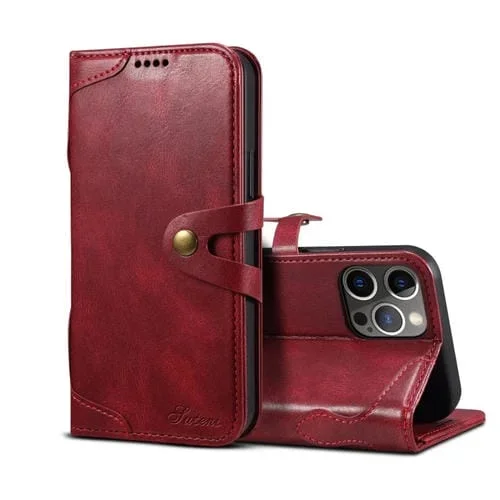 Funda de Cuero Calf Texture Buckle para iPhone 13 con Tapa Horizontal, Soporte y Ranuras para Tarjetas y Billetera (Rojo)