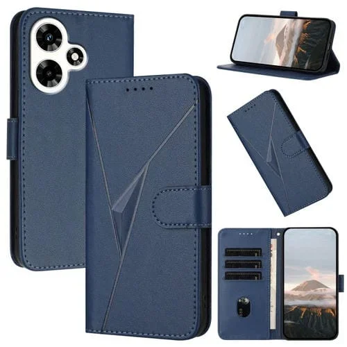 Funda de Cuero con Cierre de Hebilla y Diseño Triangular para Infinix Hot 30I (Azul Real)