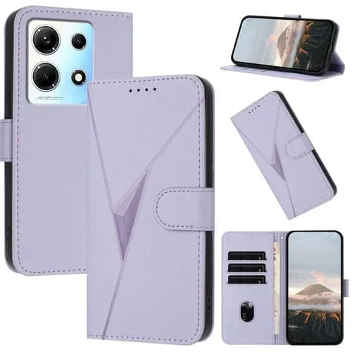 Funda de Cuero con Cierre de Hebilla y Diseño Triangular para Infinix Note 30 4G (Morado Claro)