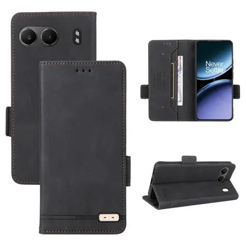 Funda de Cuero con Cierre Magnético para OnePlus Nord 4 (Negra)