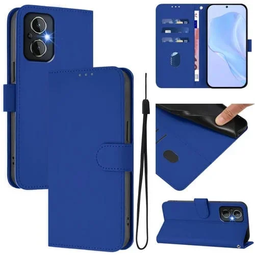 Funda de Cuero con Cordón para OnePlus Nord N20 5G (Azul Oscuro)
