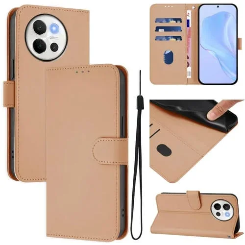 Funda de Cuero con Cordón para Teléfono con Sensación de Piel Global para Vivo V40 Lite 5G/V30E 5G (Desnudo)