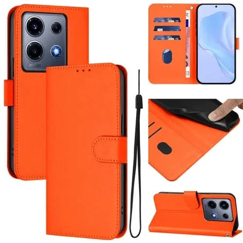 Funda de Cuero con Cordón para Teléfono Infinix Note 30 Vip Skin Feel (Naranja)