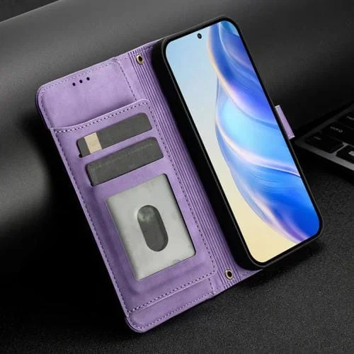 Funda de Cuero con Cremallera y Ranuras para Tarjetas para TCL Stylus 5G (Morado)