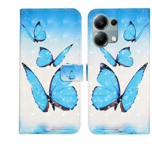 Funda de Cuero con Dibujo 3D En Relieve de Aceite para Redmi Note 13 Pro 4G (3 Mariposas)