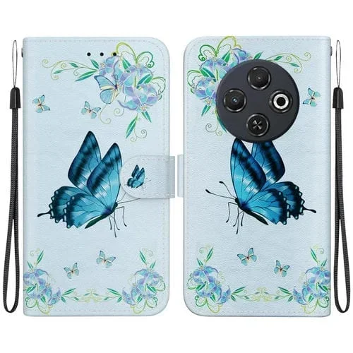 Funda de Cuero con Dibujo y Textura de Cristal para Tecno Spark 30C (Pensamientos Azules)