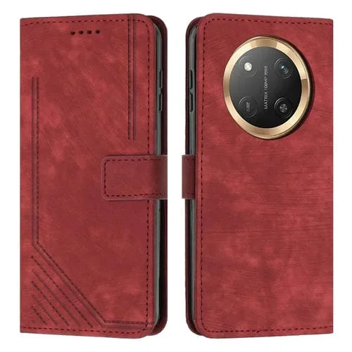 Funda de Cuero con Diseño de Rayas para Honor X9C/X60 Pro (Rojo)