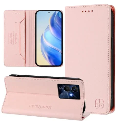 Funda de Cuero con Doble Pliegue y Succión Magnética para Infinix Note 12 Pro 5G Rc01 (Rosa)