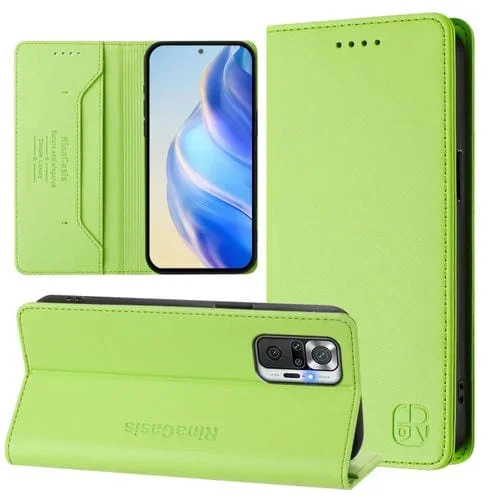 Funda de Cuero con Doble Pliegue y Succión Magnética para Redmi Note 10 Pro 4G/Note 10 Pro Max Rc01 (Verde Hierba)