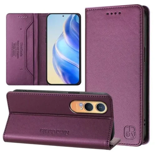 Funda de Cuero con Doble Pliegue y Succión Magnética Rfid para OnePlus Nord Ce4 Lite Rc01 (Violeta)