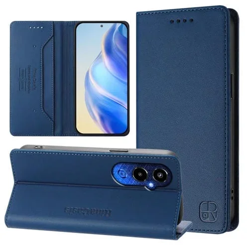 Funda de Cuero con Doble Pliegue y Succión Magnética Rfid para Tecno Pova 4 Pro 4G Rc01 (Azul Oscuro)