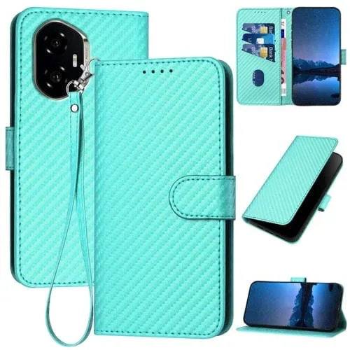 Funda de Cuero con Hebilla de Fibra de Carbono y Cordón para Honor 300 Yx0070 (Azul Claro)