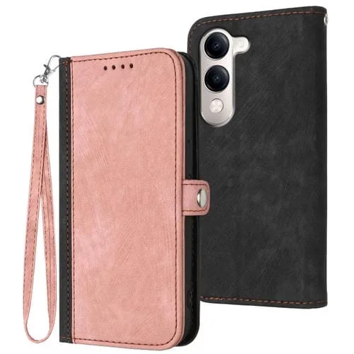 Funda de Cuero con Hebilla Lateral y Doble Pliegue para Vivo Y29S 5G / Y04 4G (Rosa)