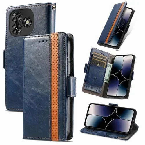Funda de Cuero con Hebilla Magnética Doble para Oukitel C53 Caseneo Splicing (Azul)