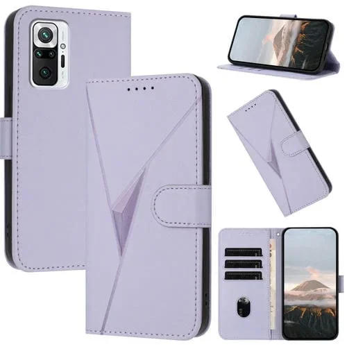 Funda de Cuero con Hebilla Triangular para Redmi Note 10 Pro (Morado Claro)