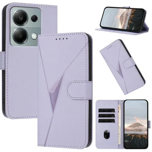Funda de Cuero con Hebilla Triangular para Redmi Note 13 Pro 4G (Morado Claro)