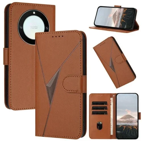 Funda de Cuero con Hebilla y Diseño Triangular para Honor X9A/Magic5 Lite/X40 (Marrón)