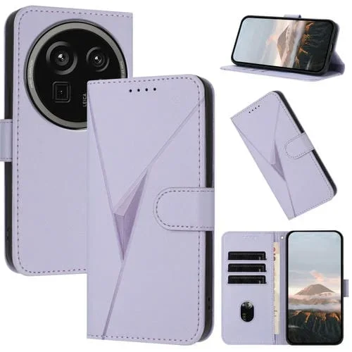 Funda de Cuero con Hebilla y Diseño Triangular para Sharp Aquos R9 Pro (Morado Claro)