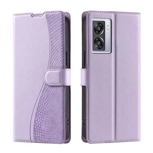 Funda de Cuero con Puntos Ultradelgada para Teléfono Oppo A77 5G/A57E 4G con Voltaje Global (Morado)