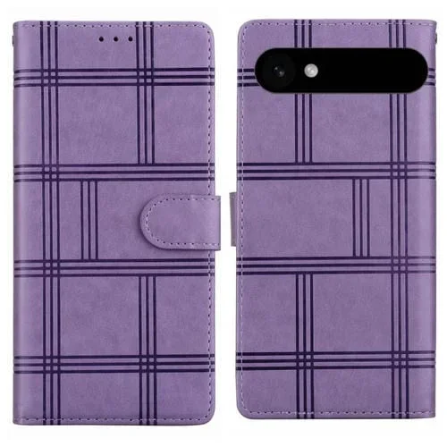 Funda de cuero con relieve a cuadros para iPhone 17 (morado)