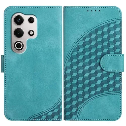 Funda de Cuero con Relieve Cabeza de Elefante para Itel S25 Ultra con Cordón (Azul Claro)
