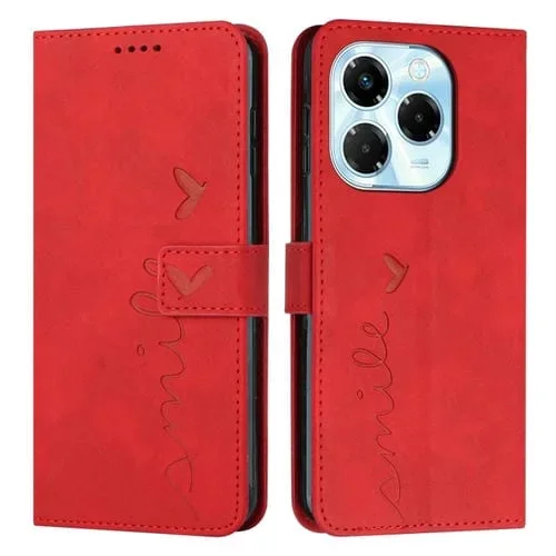 Funda de Cuero con Relieve de Corazón para Infinix Note 40X 5G (Rojo)