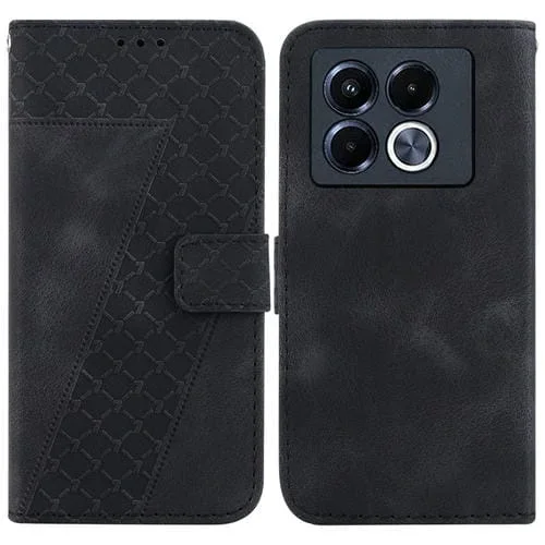 Funda de Cuero con Relieve en Forma de Siete para Infinix Note 40 5G (Negra)
