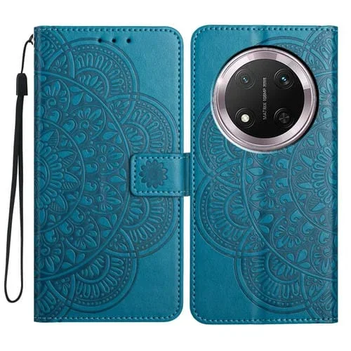 Funda de Cuero con Relieve Floral para Honor X9C (Azul)