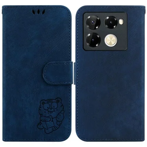 Funda de Cuero con Relieve Little Tiger para Infinix Note 40 Pro (Azul Oscuro)