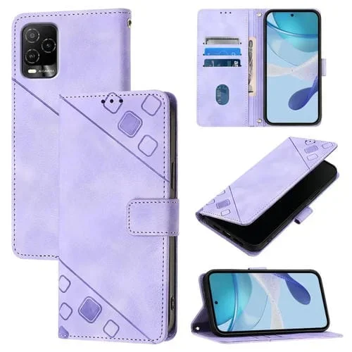 Funda de Cuero con Relieve para Teléfono Blu View 5 Pro (Morado Claro)