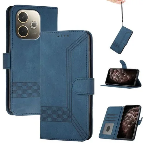 Funda de Cuero con Tapa Cúbica para Oppo A5 Pro 5G (Azul)